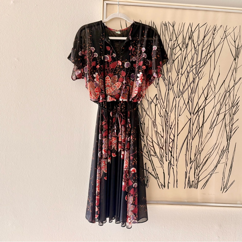 🌸 Vintage Floral Midi Dress (Size 10) – Boho, Flowy & Feminine